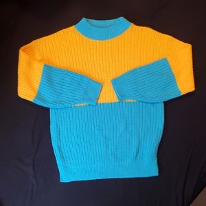Vintage Colorblock Sweater Penrose Blue Yellow